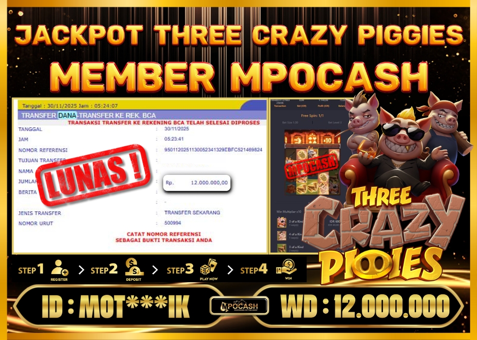 MPOCASH JACKPOT THREE CRAZY PIGGIES
